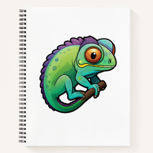 Cartoon chameleon illustration notebook