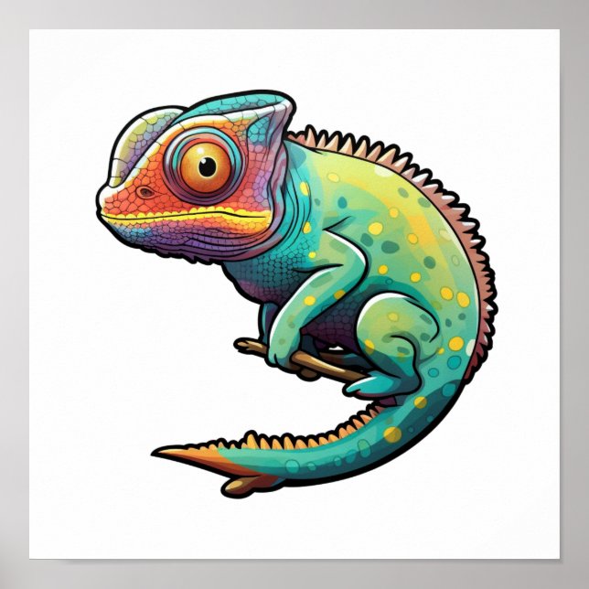 Cartoon chameleon illustration poster (Front)