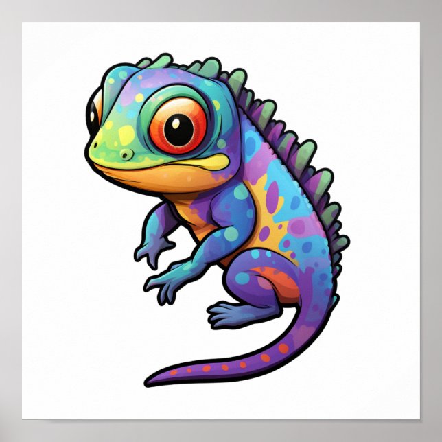 Cartoon chameleon illustration poster (Front)