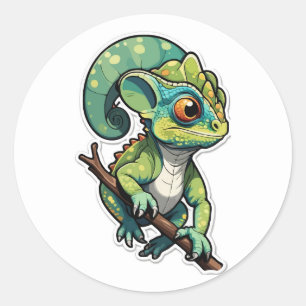 Cartoon Chameleon Sticker - Colourful Reptile