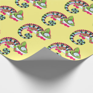 cartoon chameleon wrapping paper