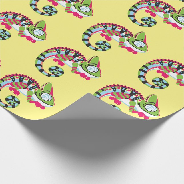 cartoon chameleon wrapping paper (Corner)