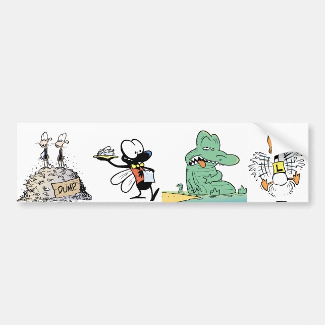 Cartoon Character Animals Bumper Sticker (Front)