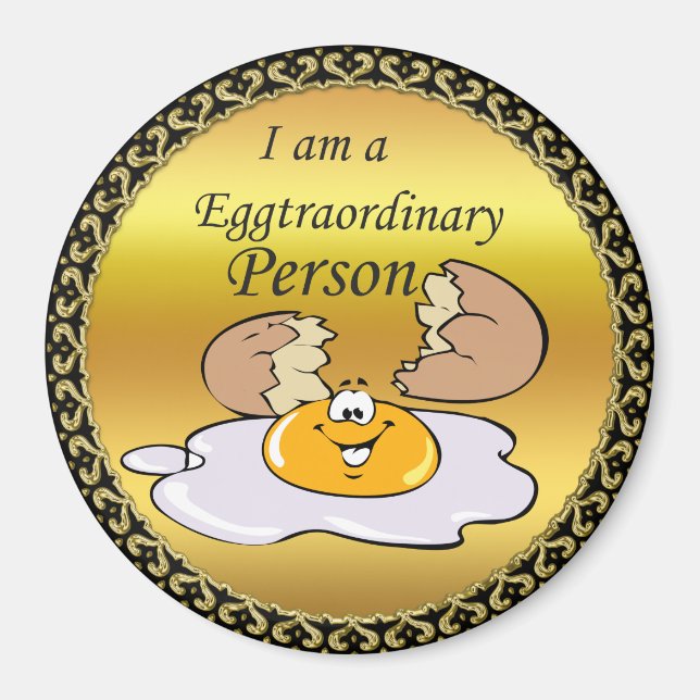 cartoon character fried egg with big smile magnet (Front)