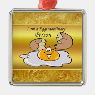 cartoon character fried egg with big smile metal tree decoration