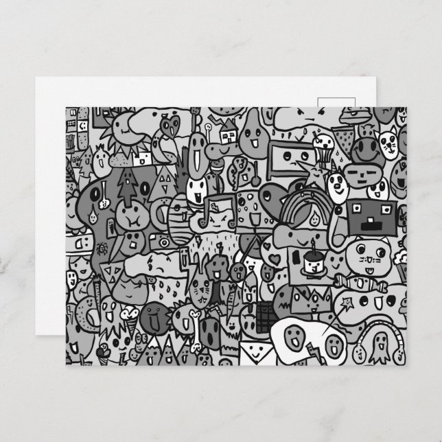 Cartoon Character Hand Drawn Toss Pattern Postcard (Front/Back)