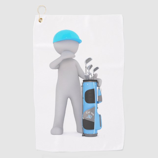 Cartoon character holding a Golf Bag Design  Golf Towel (Front)