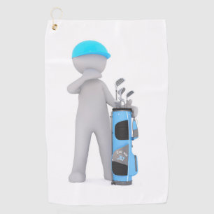 Cartoon character holding a Golf Bag Design  Towel