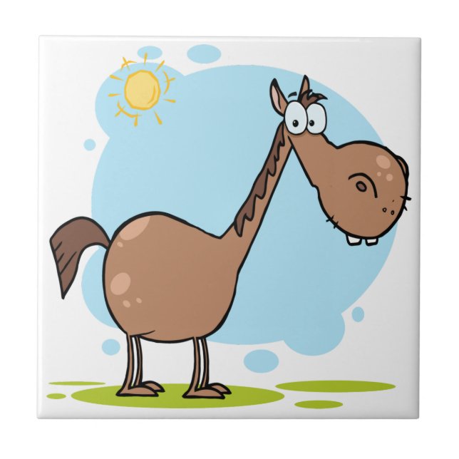 Cartoon Character Horse Ceramic Tile (Front)