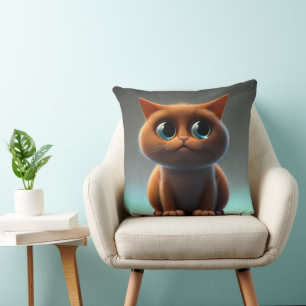 cartoon character illustration of a cute cat cushion