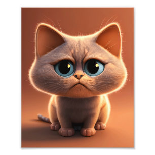 cartoon character illustration of a cute cat photo print