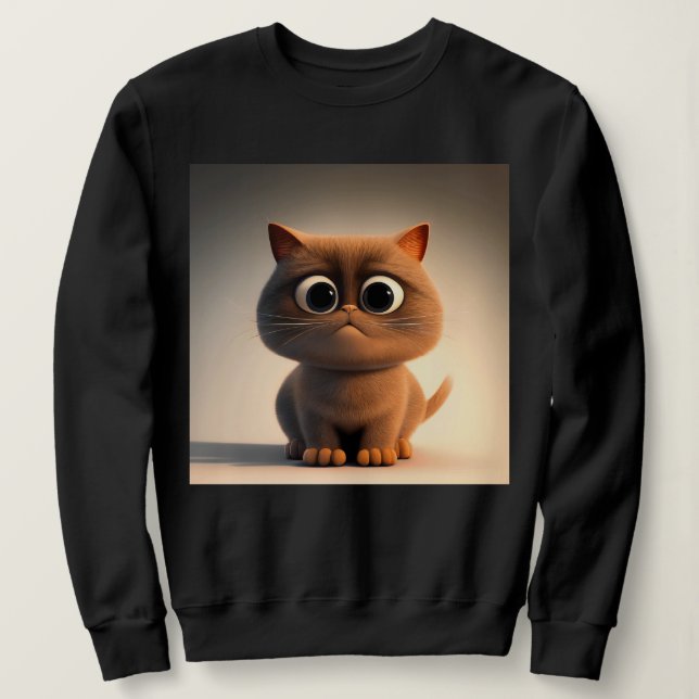 cartoon character illustration of a cute cat sweatshirt (Design Front)
