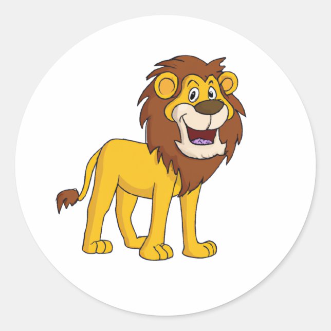 Cartoon Character Lion Classic Round Sticker (Front)