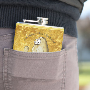 cartoon character potato with big eyes 1 hip flask