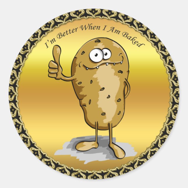 cartoon character potato with big eyes 3 classic round sticker (Front)