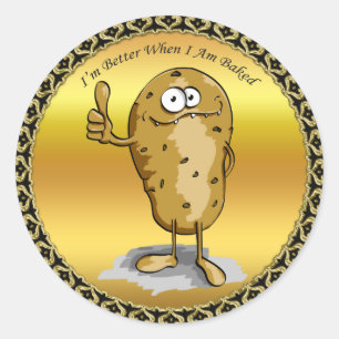 cartoon character potato with big eyes 3 classic round sticker