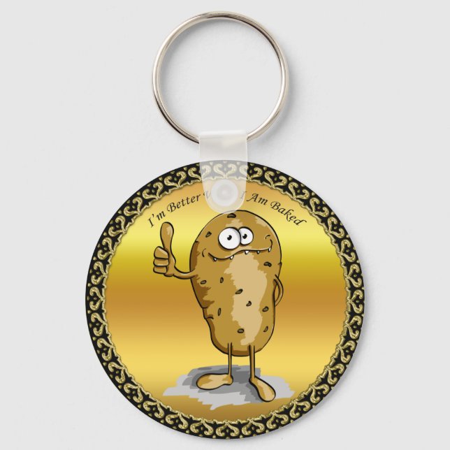cartoon character potato with big eyes 3 key ring (Front)