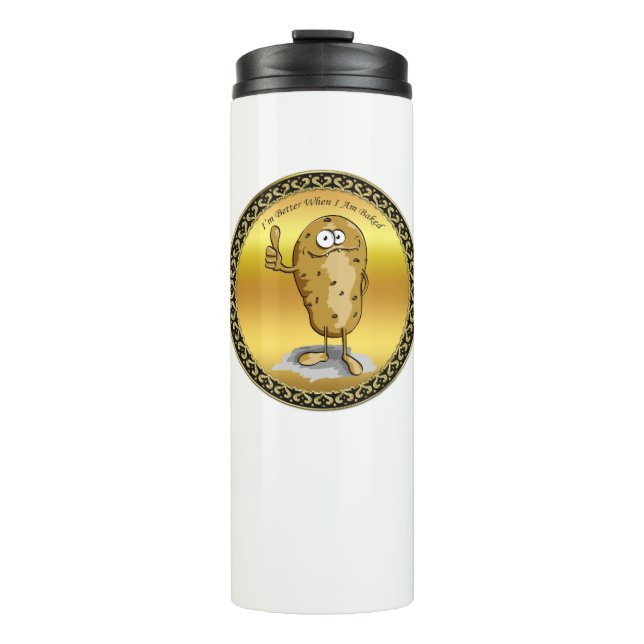 cartoon character potato with big eyes 3 thermal tumbler (Front)