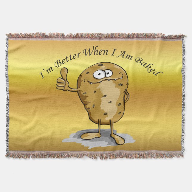 cartoon character potato with big eyes 3 throw blanket (Front)