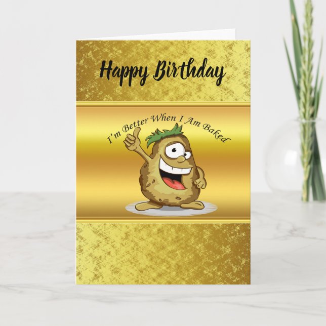Cartoon character potato with green hair card (Front)