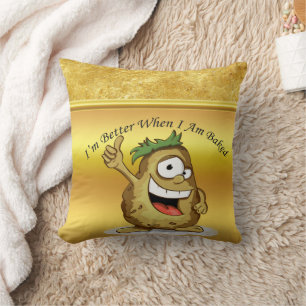Cartoon character potato with green hair cushion