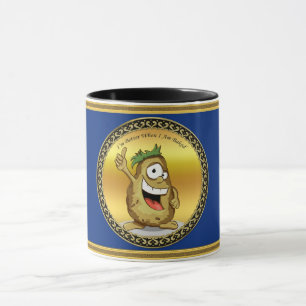 Cartoon character potato with green hair mug