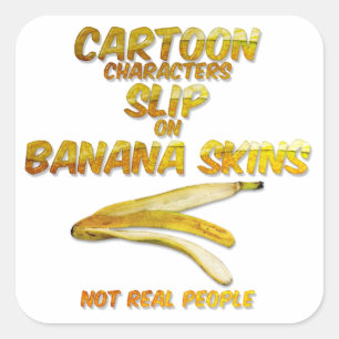 Cartoon Characters Slip On Banana Skins Square Sticker