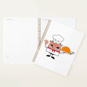 Cartoon Chef Holding Roast Turkey Planner