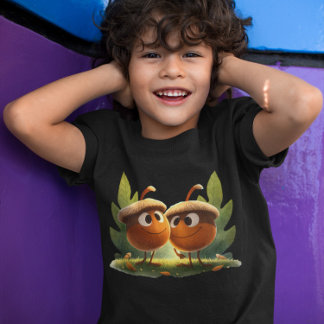 Cartoon Chestnut - Smiling Cartoon Acorns & leaves T-Shirt