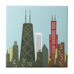Cartoon Chicago Ceramic Tile