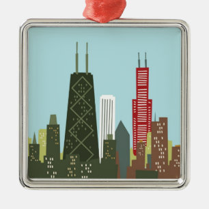 Cartoon Chicago Metal Tree Decoration
