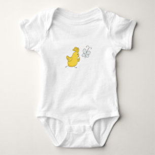 Cartoon Chick Running After Butterfly Cute Chicken Baby Bodysuit