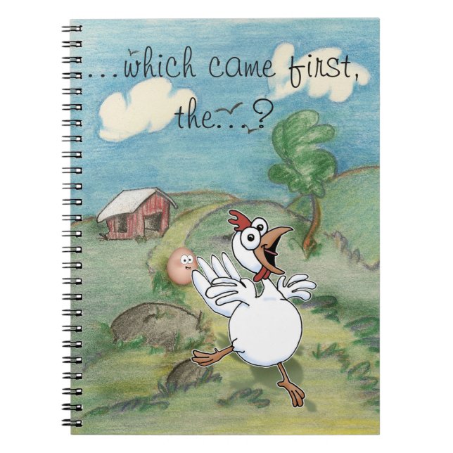 cartoon chicken and egg with chicken coop notebook (Front)