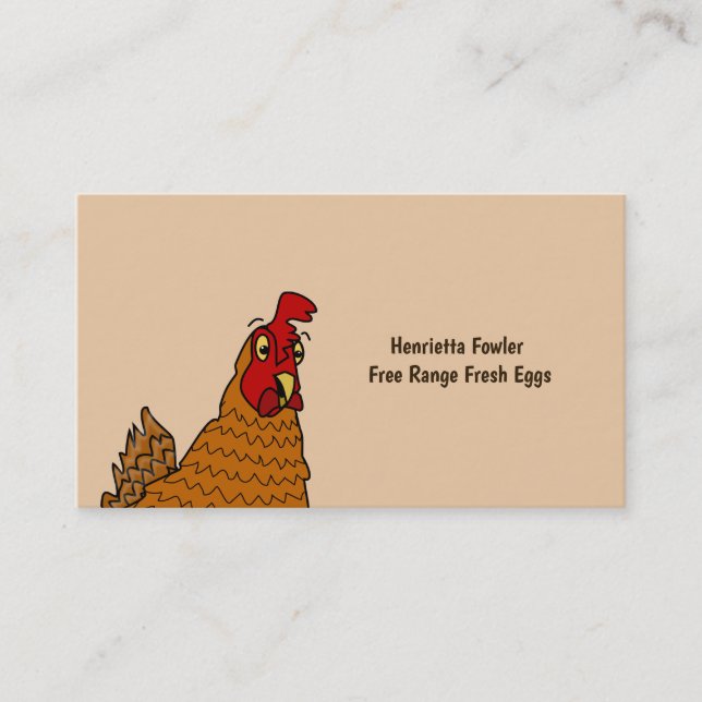 Cartoon Chicken Business Cards Eggs Farm Homestead (Front)