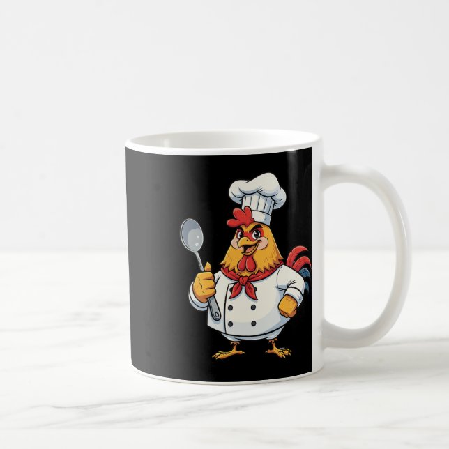 Cartoon Chicken Cook Rooster Chef Kitchen _1  Coffee Mug (Right)