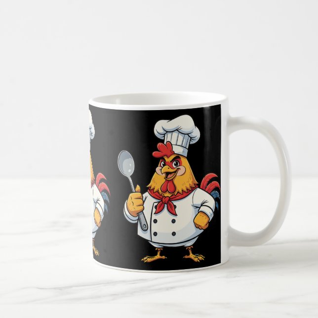 Cartoon Chicken Cook Rooster Chef Kitchen  Coffee Mug (Right)