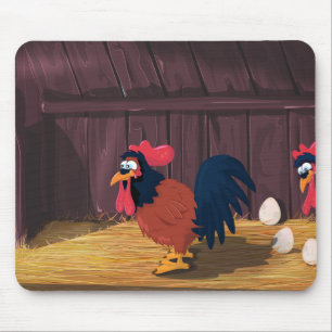 Cartoon Chicken Hen House Mouse Pad