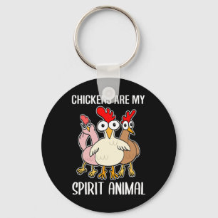 Cartoon Chicken Holder Chickens Spirit Animal Key Ring