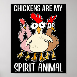 Cartoon Chicken Holder Chickens Spirit Animal Poster