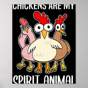 Cartoon Chicken Holder Chickens Spirit Animal Poster