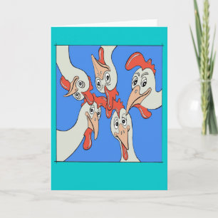 Cartoon Chickens Looking At You Get Well Card