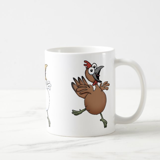 Cartoon chickens on a mug. coffee mug (Right)