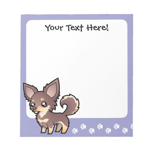 Cartoon Chihuahua (long coat) Notepad (Front)