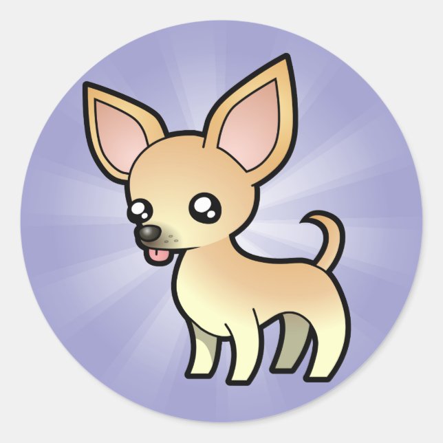 Cartoon Chihuahua (smooth coat) Classic Round Sticker (Front)