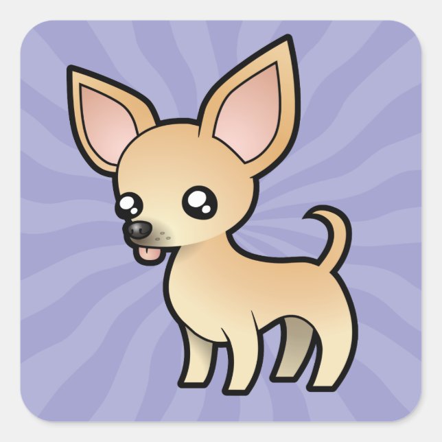 Cartoon Chihuahua (smooth coat) Square Sticker (Front)