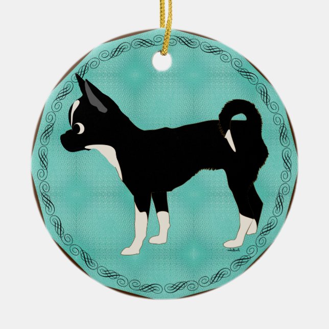 Cartoon Chihuahua v2 Ceramic Ornament (Front)
