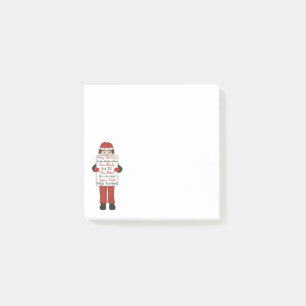 Cartoon Child holding Christmas Greetings Sign Post-it Notes