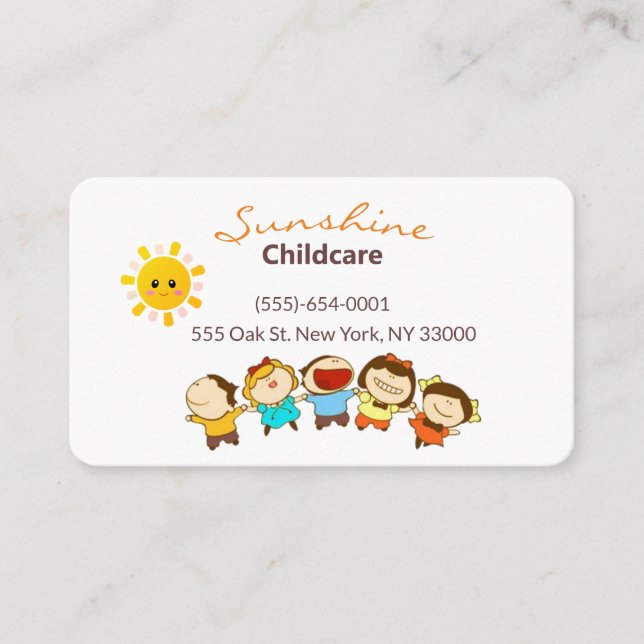 Cartoon Children Daycare Childcare Business Card (Front)