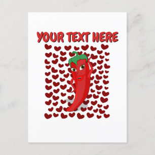 Cartoon Chilli Pepper With Custom Text Postcard