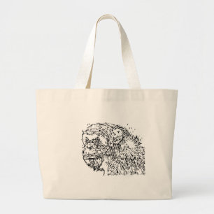 Cartoon Chimpanzee Large Tote Bag